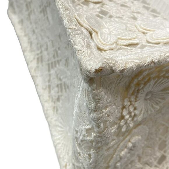 Dior Christian Dior Tote Book Tote Small Bag Ivory Flower Lace Mesh Cotton - Picture 6 of 15